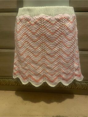 Crochet Pink And Cream mini Skirt